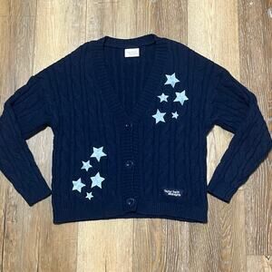 Taylor Swift Midnights Cardigan M/L Oversized Star Embroidered Authentic Navy LN